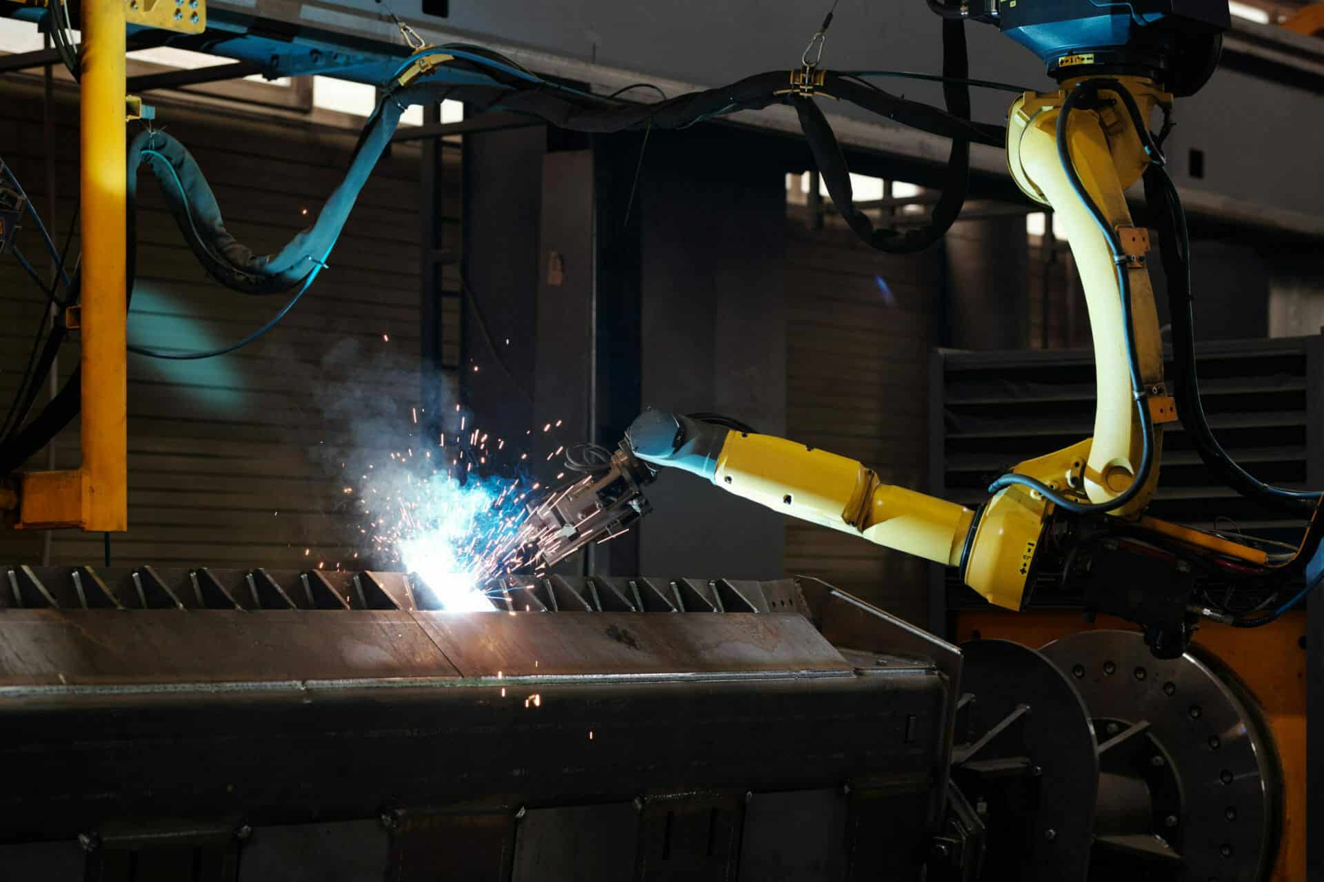 Arc welding of huge industrial machining during process of repairing