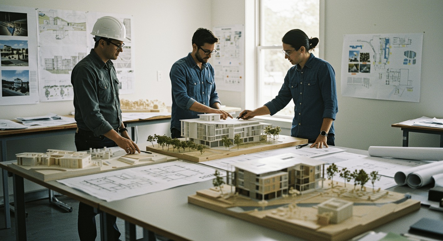 Illustration of an architectural design studio (not a photo of the actual firm)